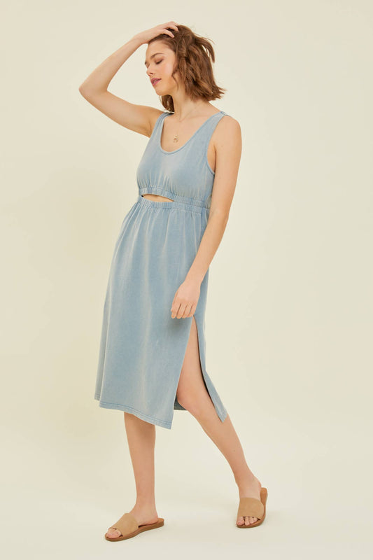 MINERAL WASHED MIDI DRESS