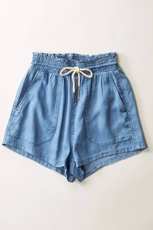 ROPE DRAWSTRING TENCEL SUMMER SHORTS